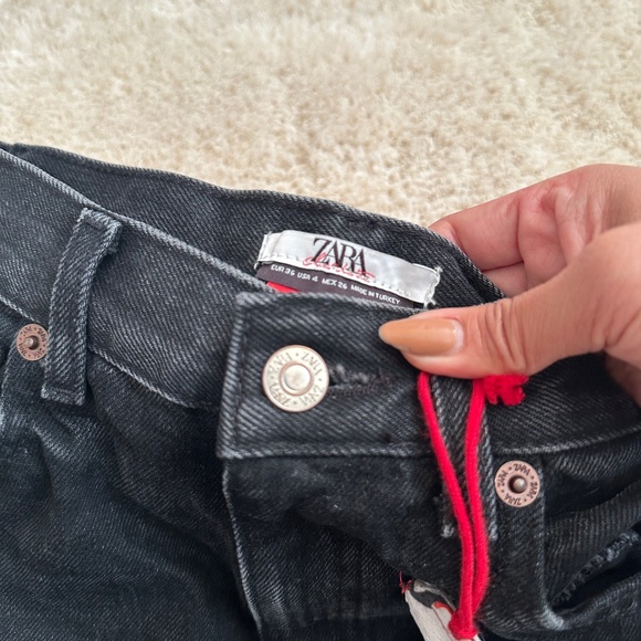 NWT Zara Womens Jeans Size 4 Black Wide Leg Denim - Picture 2 of 8